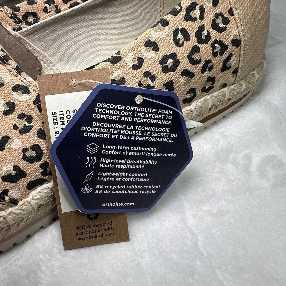 Toms NWT Alpargata Platform Rope‎ Women Natural Textured Cheetah, Size 9.5